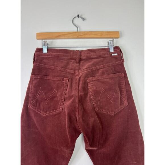 NEW MOTHER Corduroy Mid Rise Rider Ankle Brown Pant in Rum Russian Size: 28 - Picture 5 of 7